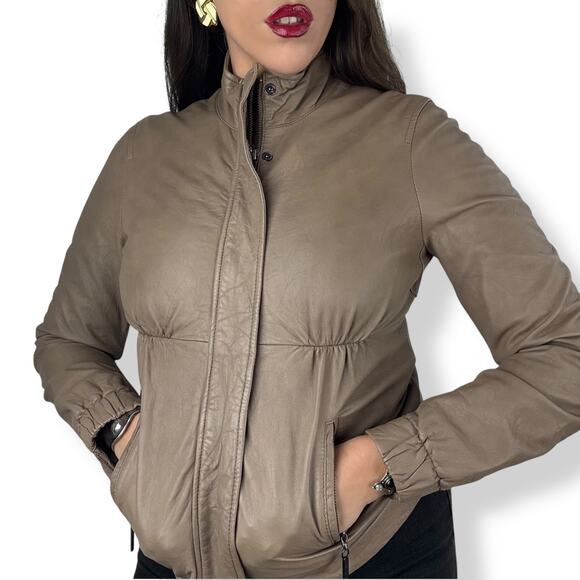 VINCE tan lamb leather jacket - Picture 3 of 16